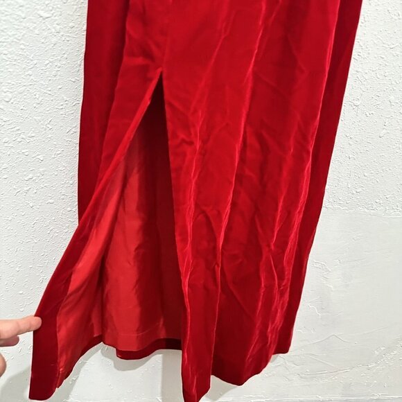 Vintage 80s Red Velvet Formal Pencil House of Bianchi Dress Womens 6 Rosettes - Picture 11 of 11